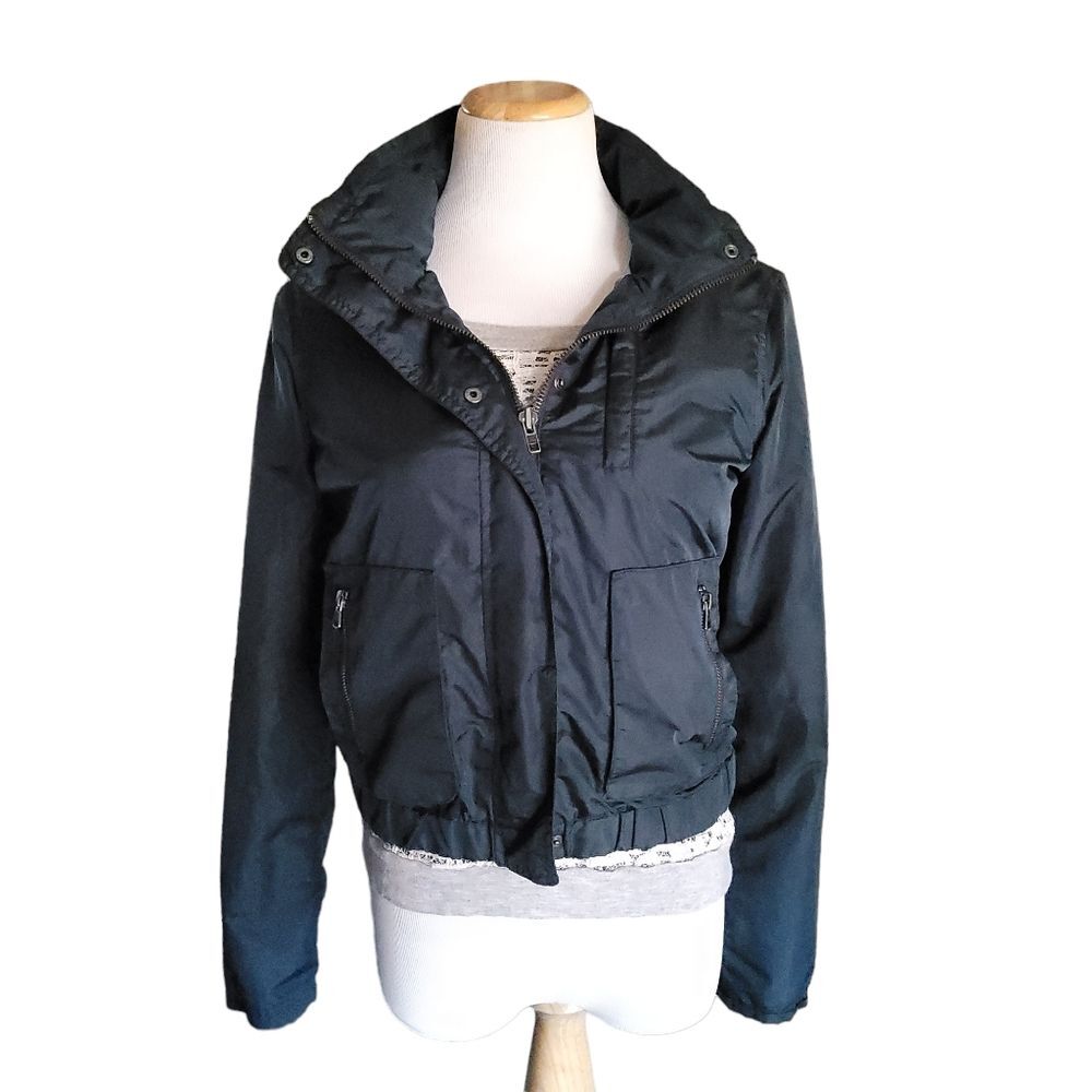 Athleta Military Bomber Windbreaker Hooded Blue Jacket Size X Small - Picture 2 of 16